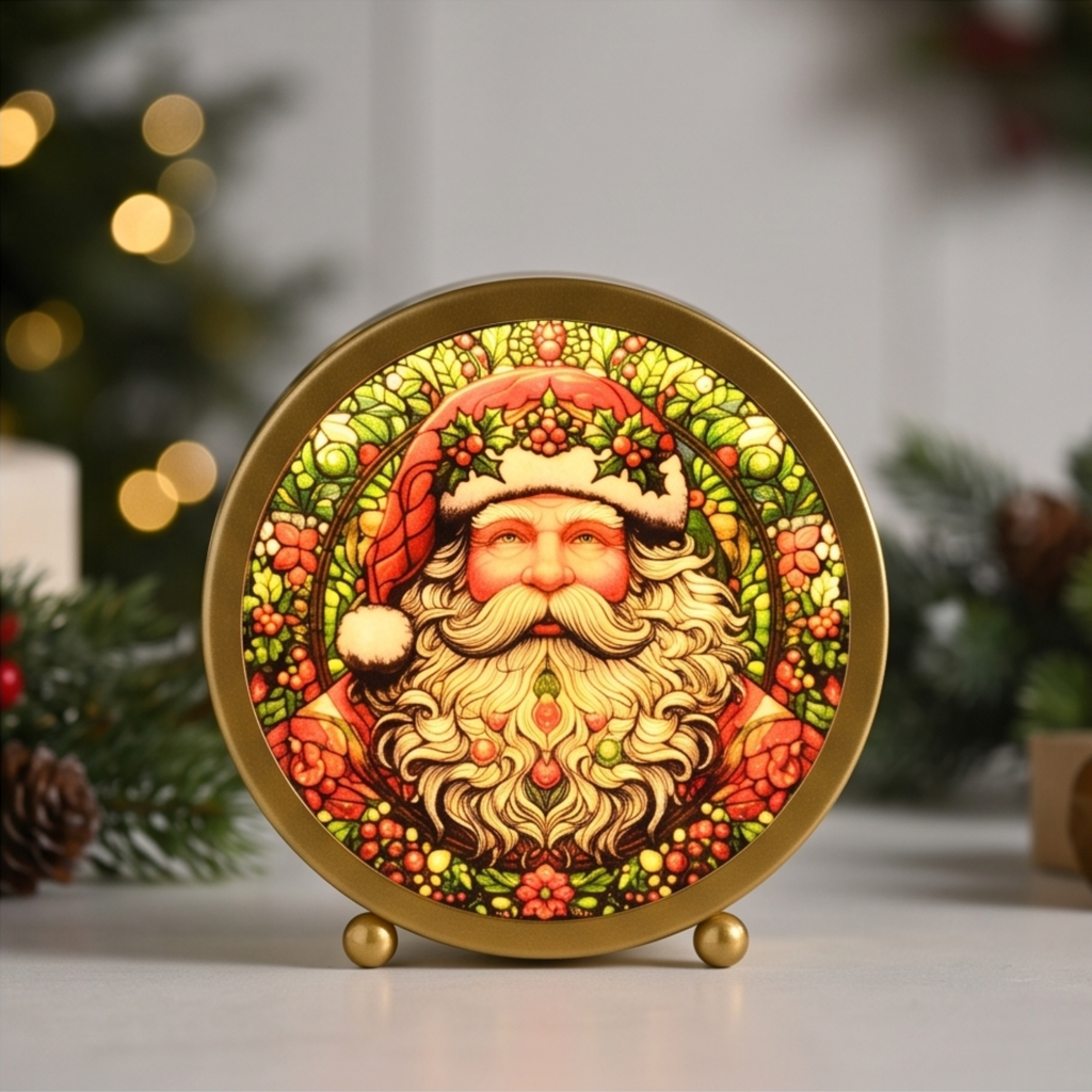 Stained Glass Santa