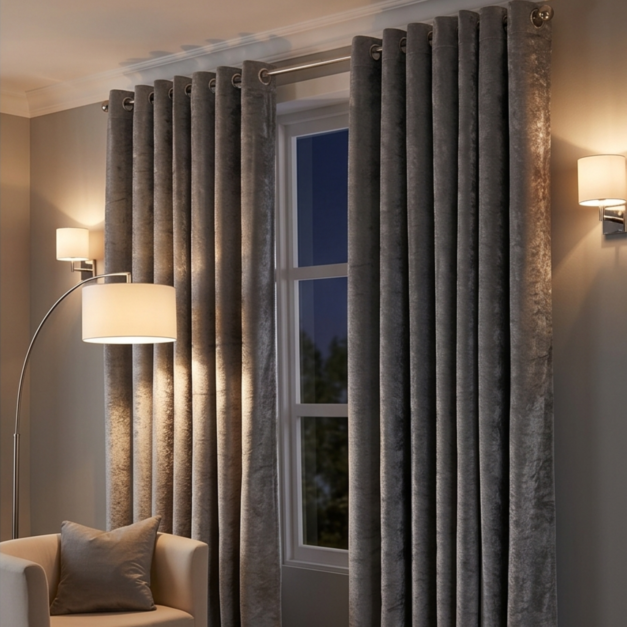 Blackout Crushed Velvet Eyelet Curtains L72” x W66"