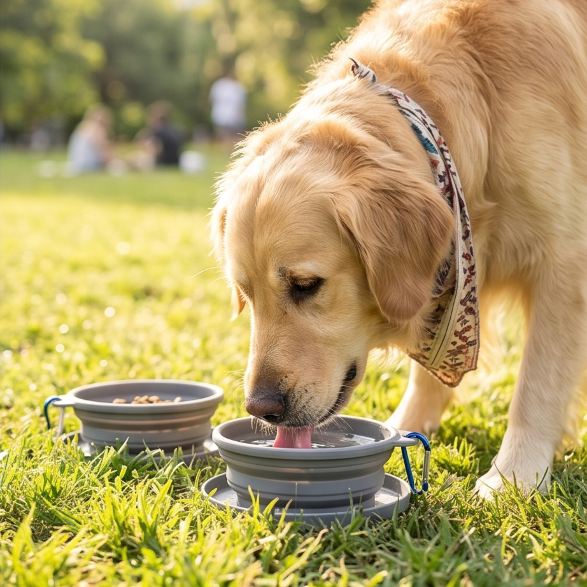 Double Collapsible Pet Bowl with Clip