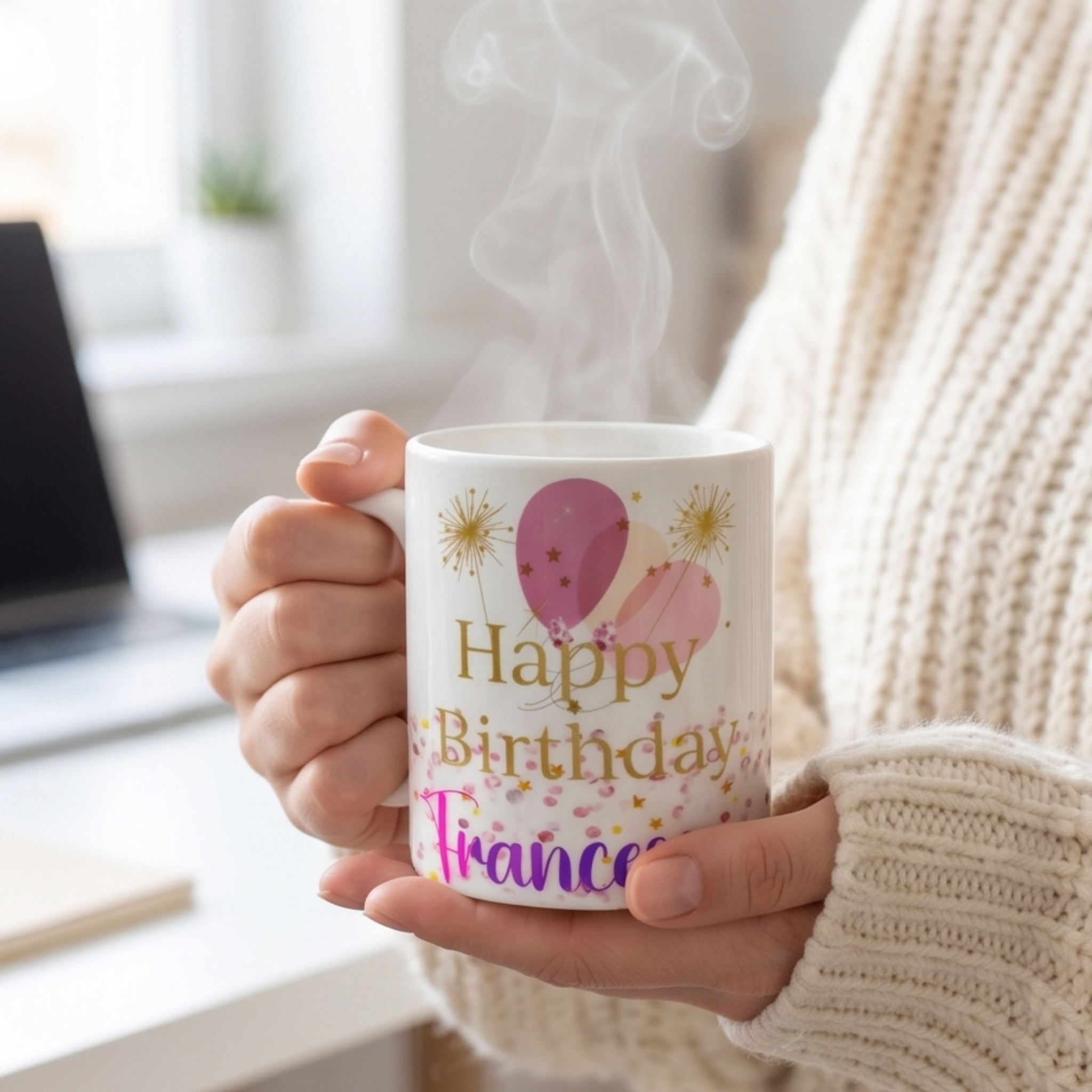Personalised Blossom Happy Birthday Mug