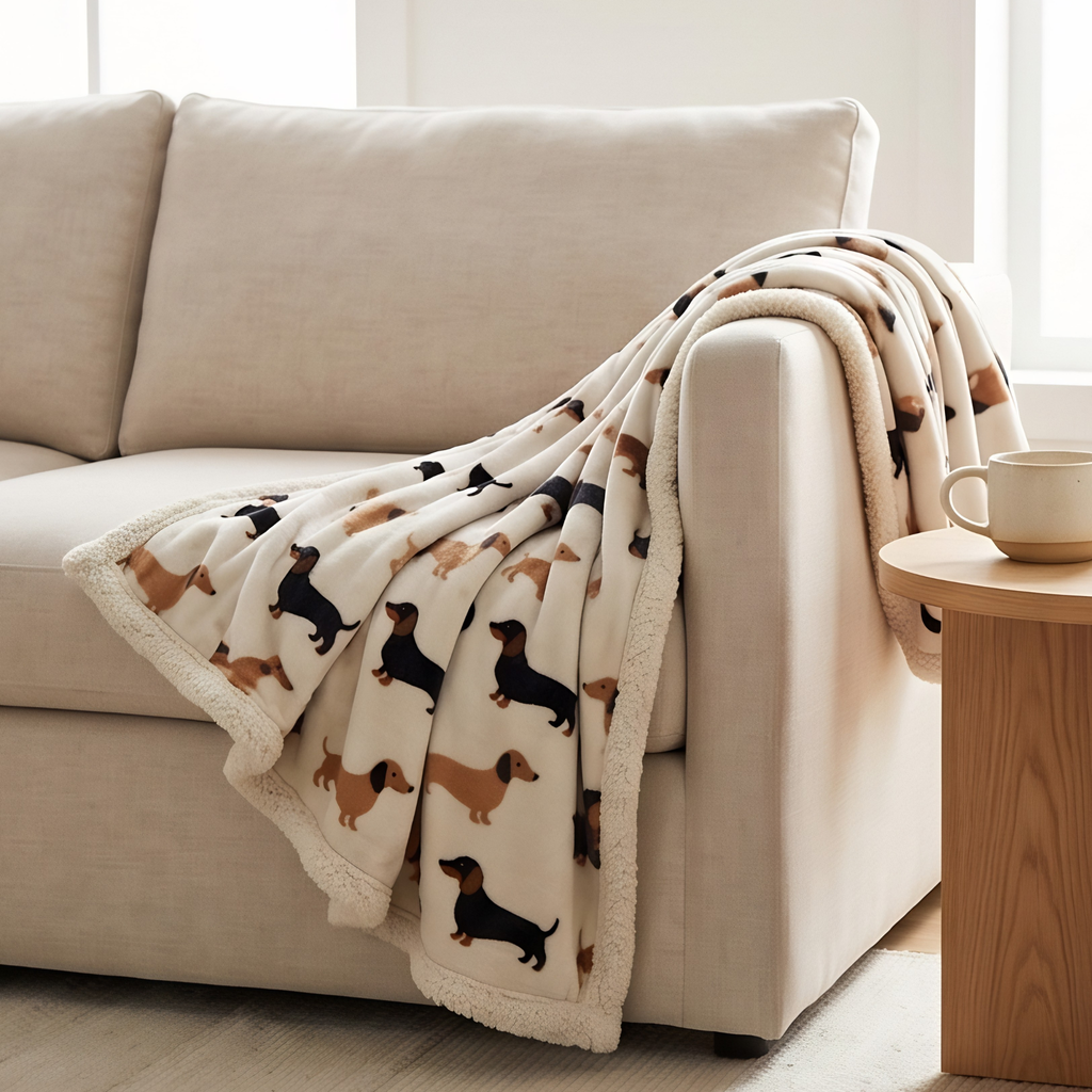 Luxury Sherpa Throw - Dachshund