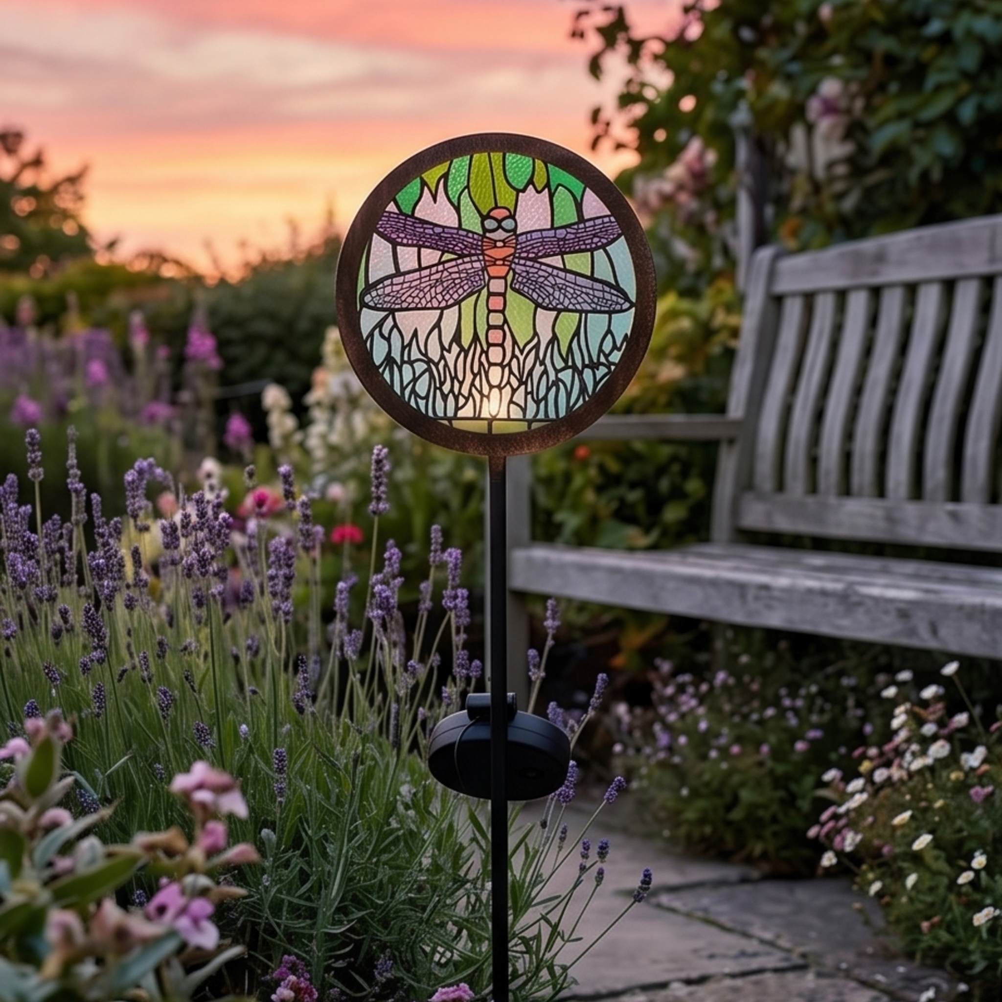 Solar Tiffany Lanterns and Stakes