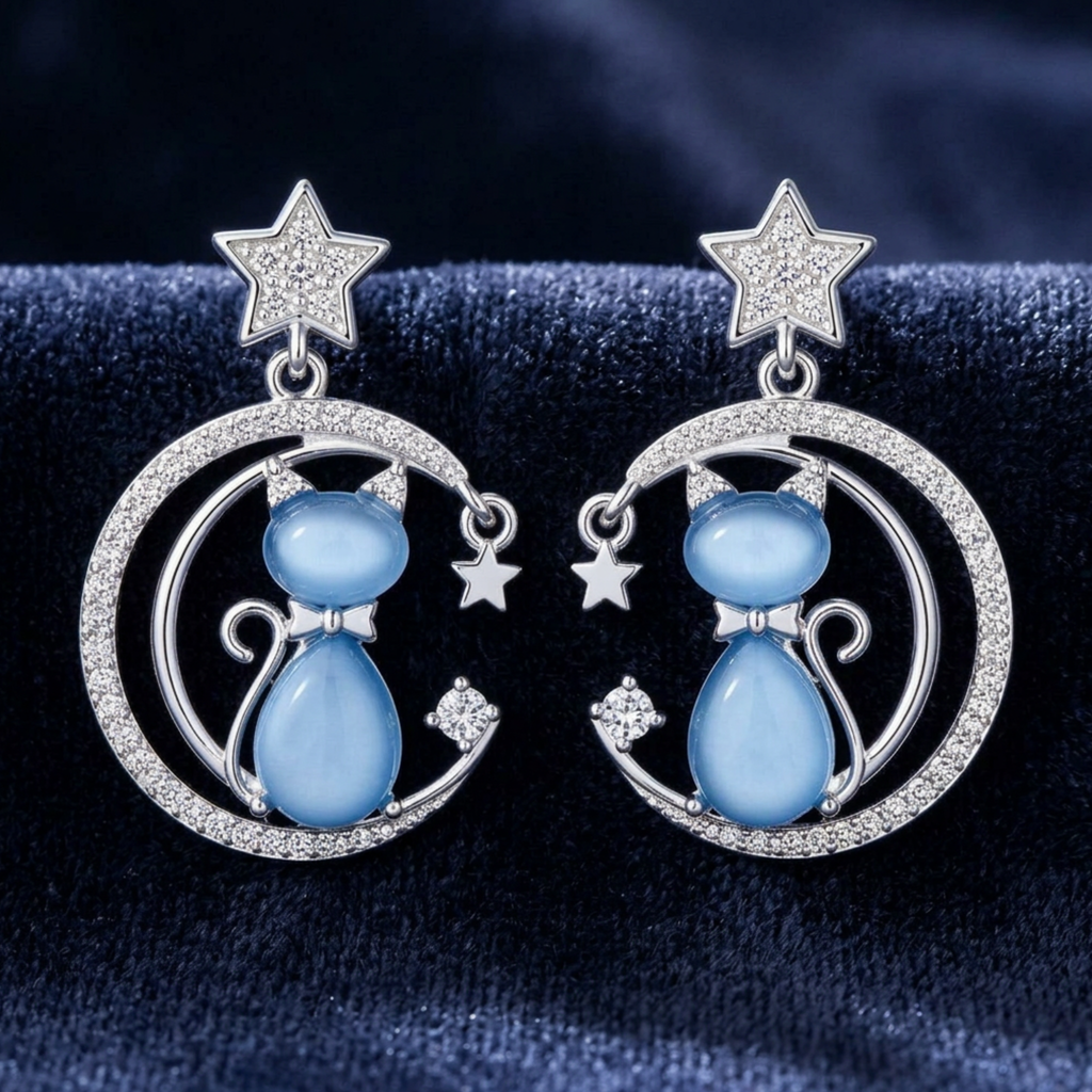 Furry Companions Cat on Moon Jewellery