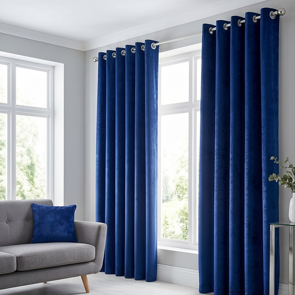 Blackout Crushed Velvet Eyelet Curtains L72” x W66"