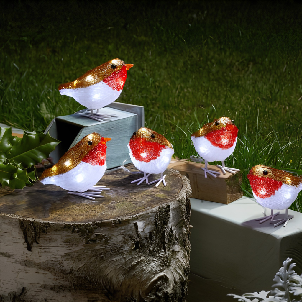 Inlit Ice Ornaments - Robins