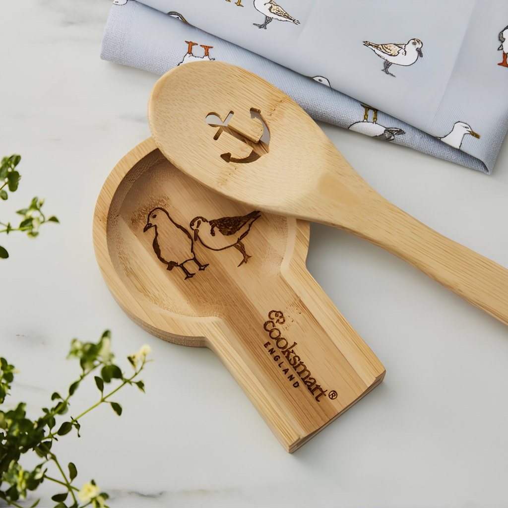Bamboo Spoon Rest - Coastal Birds