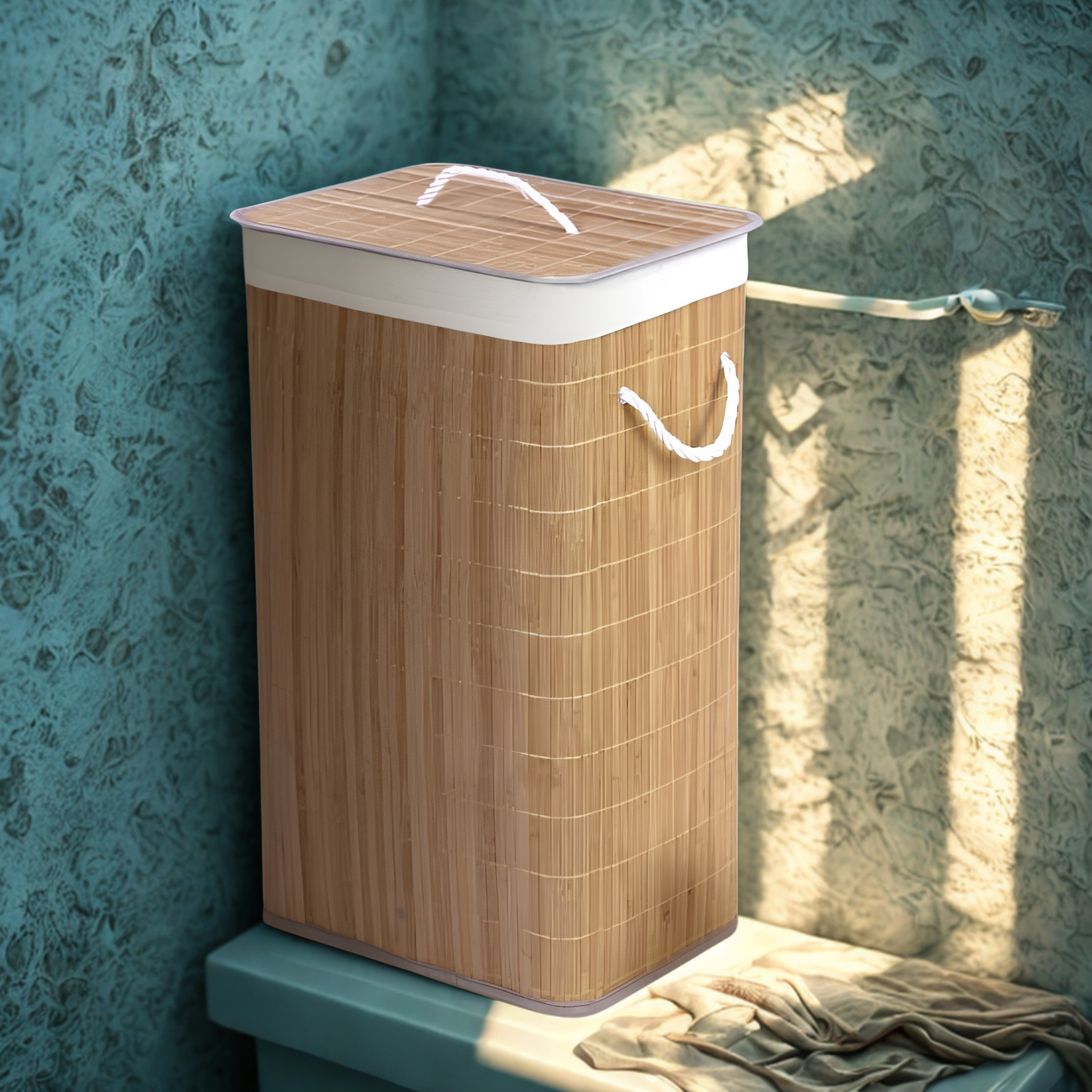 Bamboo Square Laundry Basket - Natural