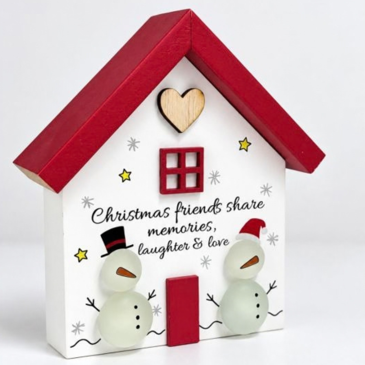Pebble Glass Christmas House Plaque
