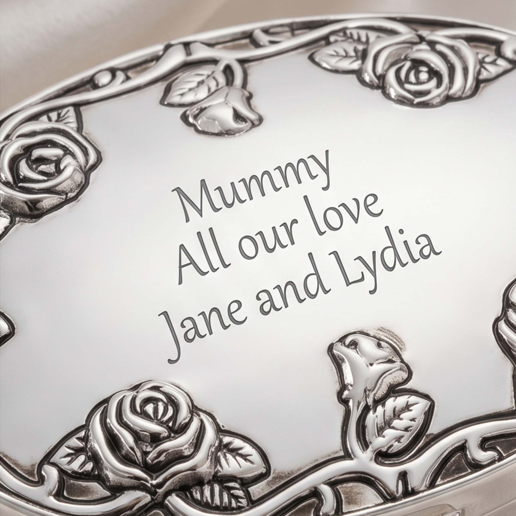 Personalised Oval Rose Trinket Box