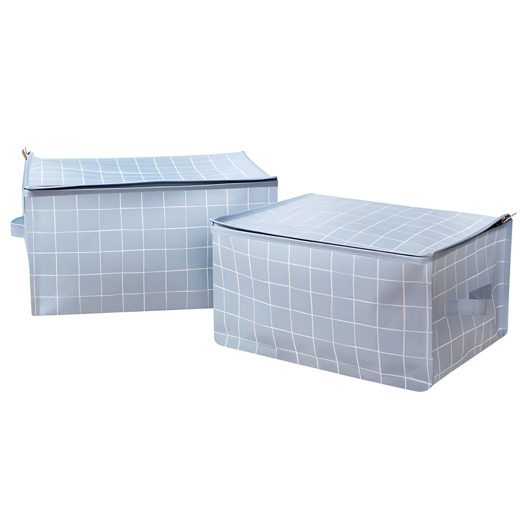 Blue Check Storage Cubes 2pk