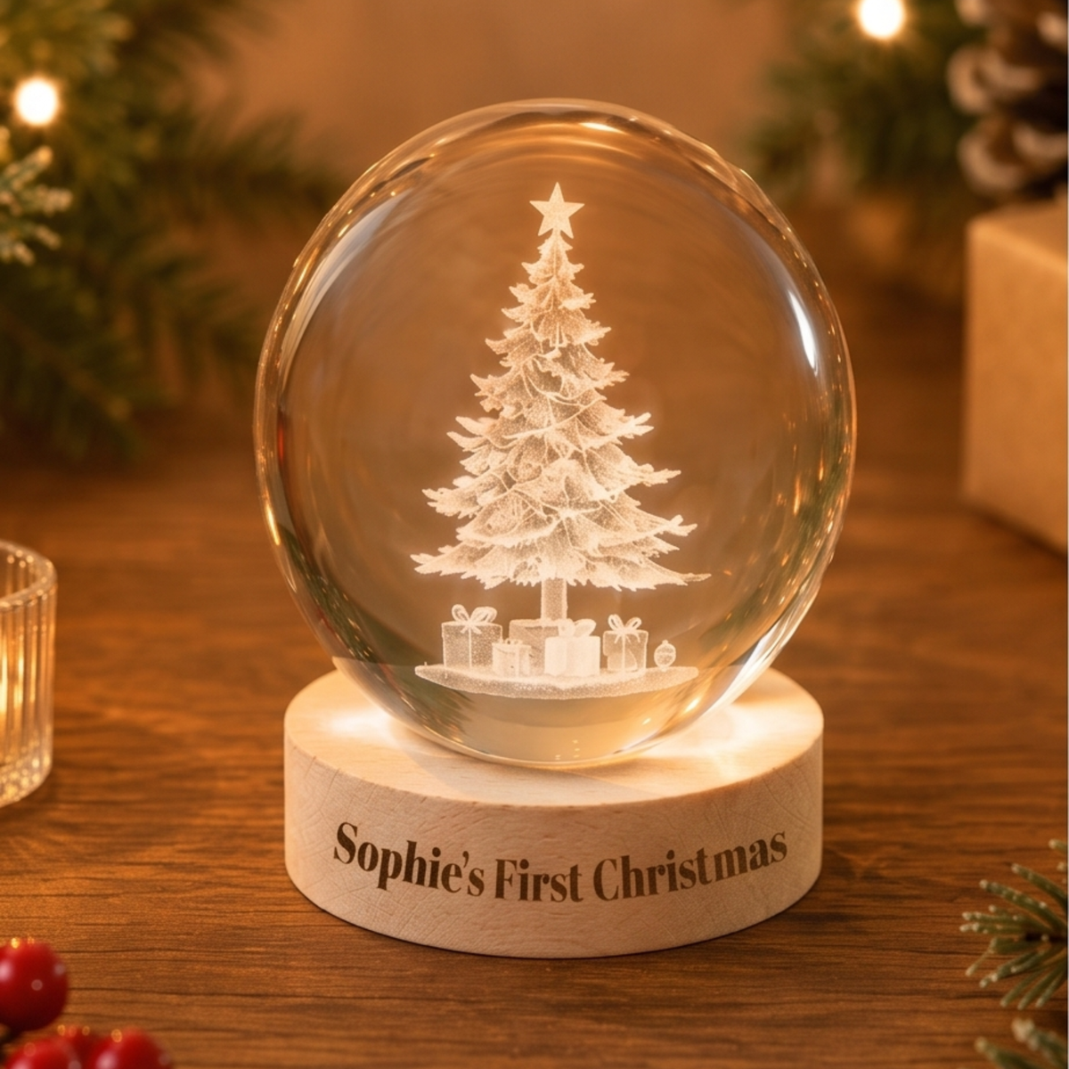 Personalised InLit GloBall - Christmas Tree