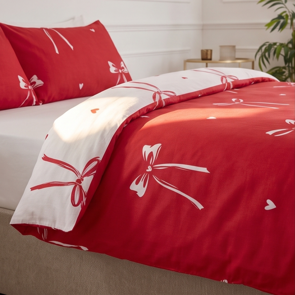 Bows Red  Bedding Set