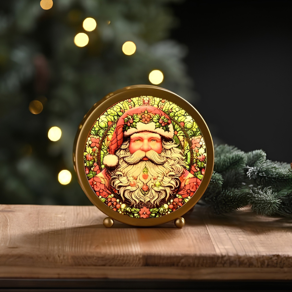 Stained Glass Santa