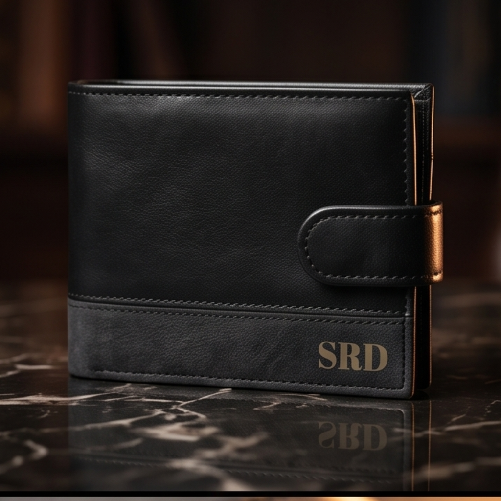 Personalised Mens Wallet Black Tan or Grey