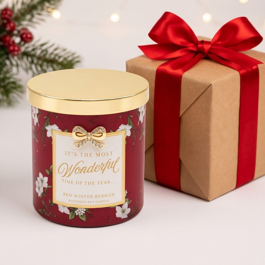 Personalised Christmas Madelaine Candle Red