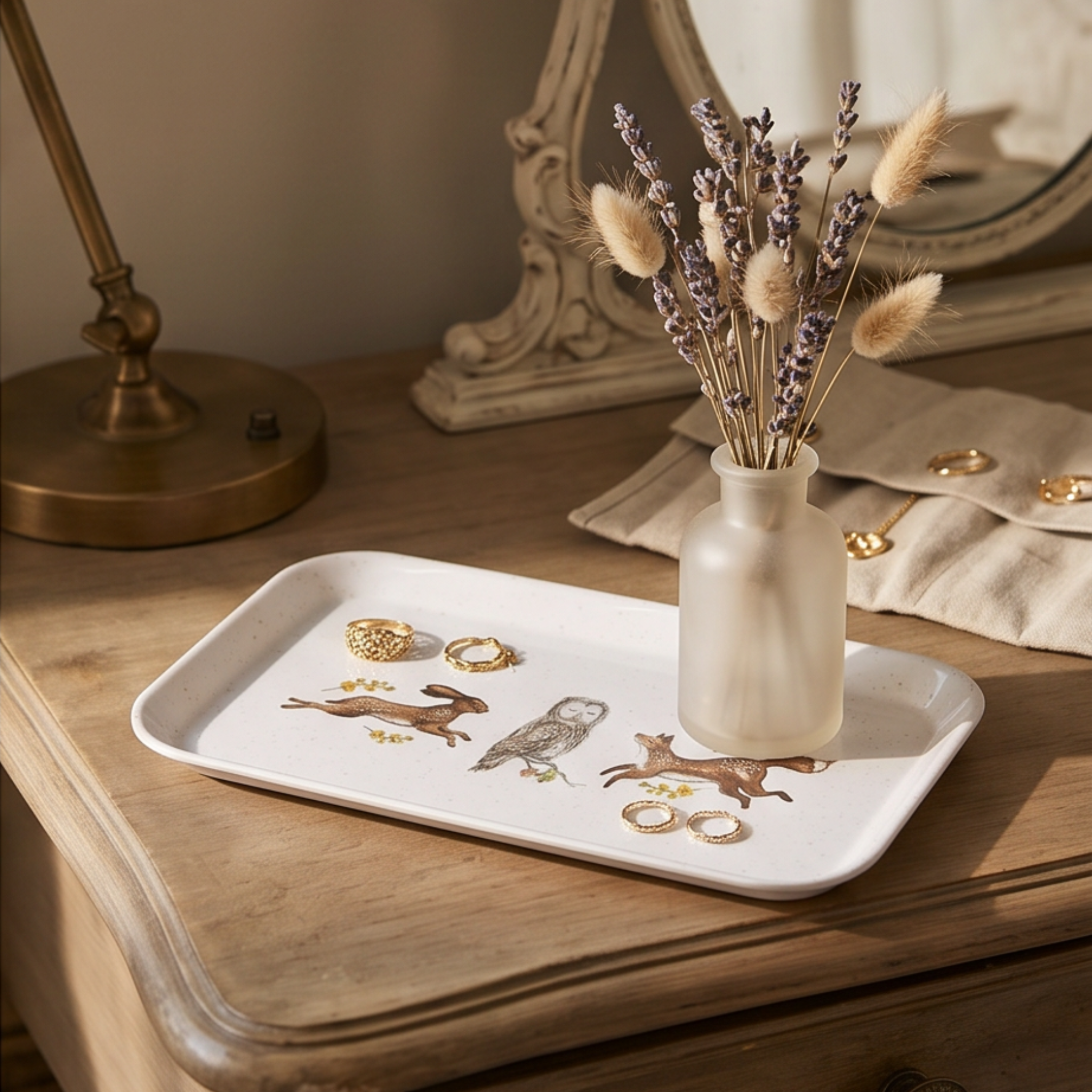 Forest Fable ( Owl, Rabbit)  - Scatter Tray