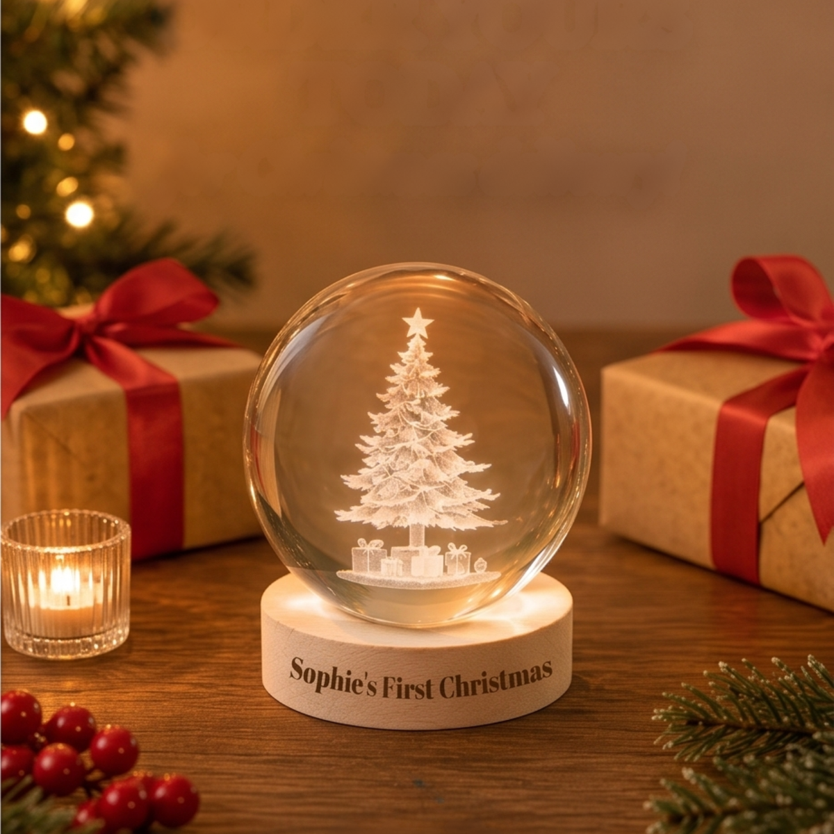 Personalised InLit GloBall - Christmas Tree