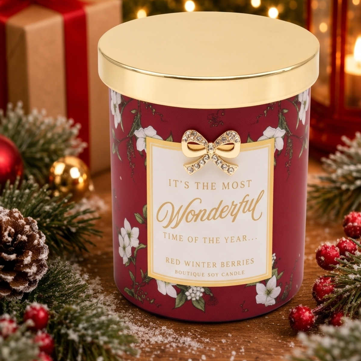 Personalised Christmas Madelaine Candle Red