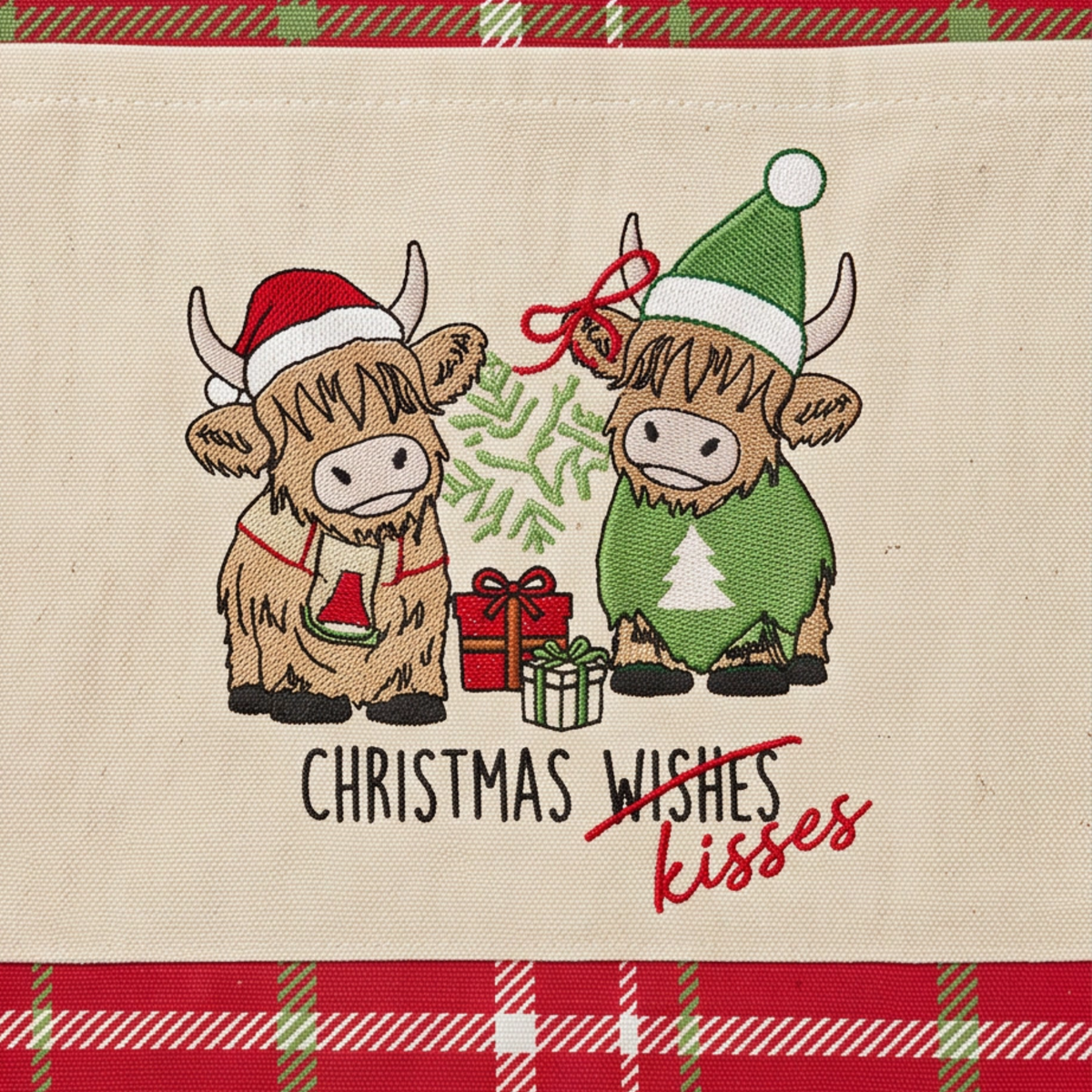 3pk Tea Towels - Highland Cow Christmas Kisses