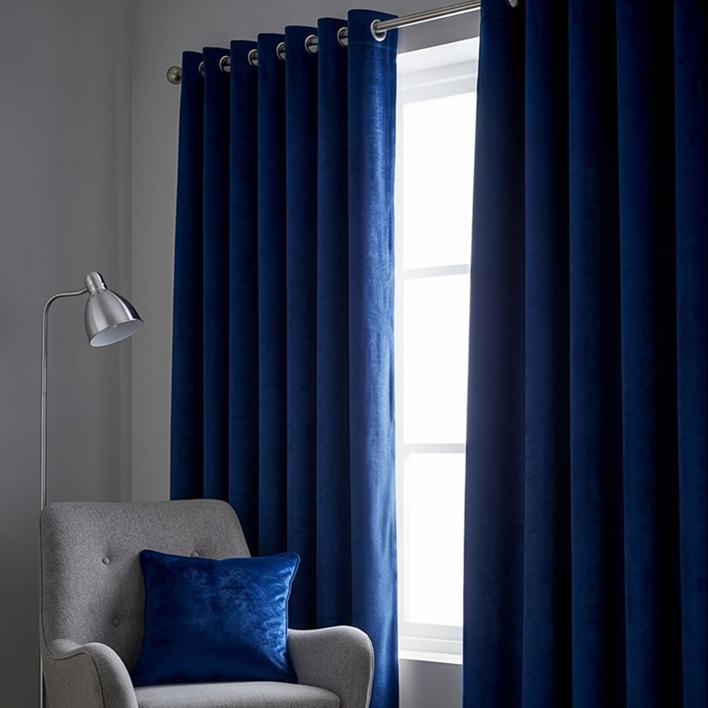 Blackout Crushed Velvet Eyelet Curtains L72” x W66"