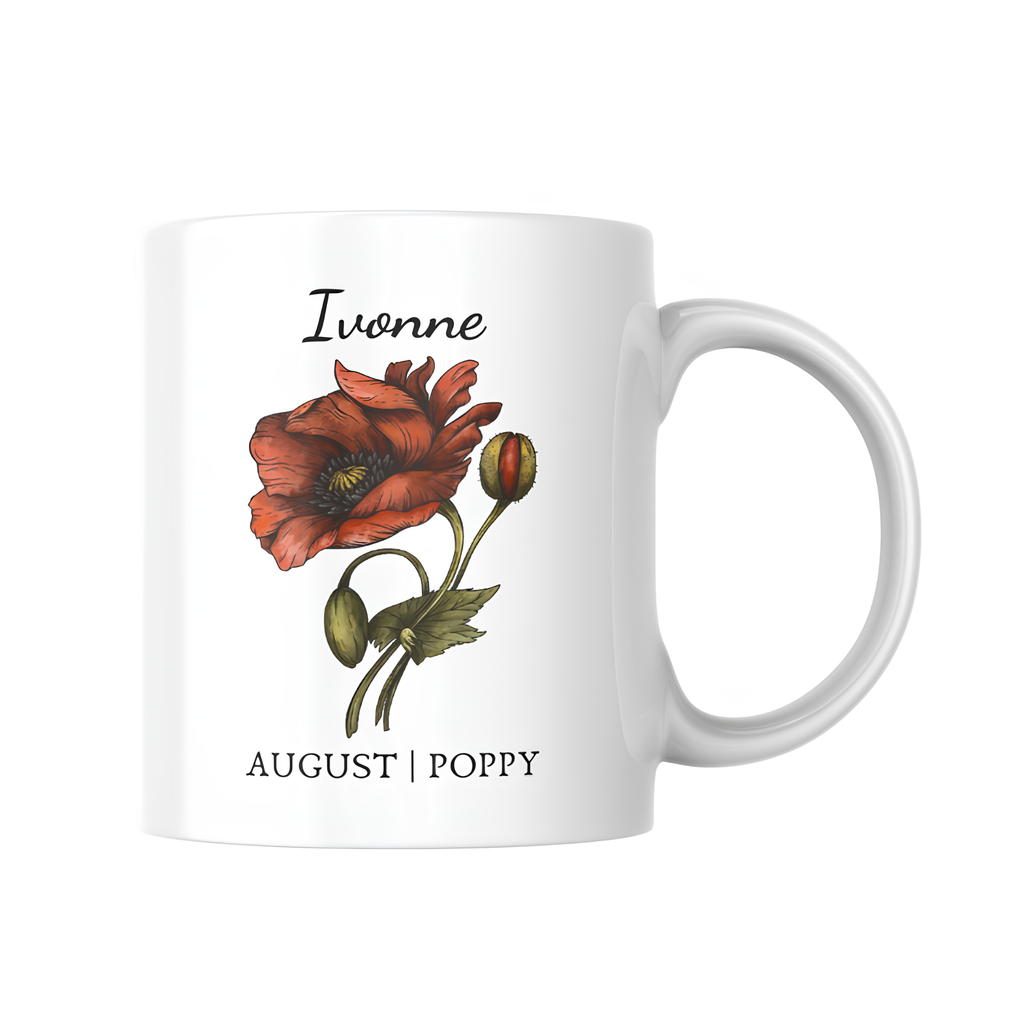 Printed Birth Month Flower Mug