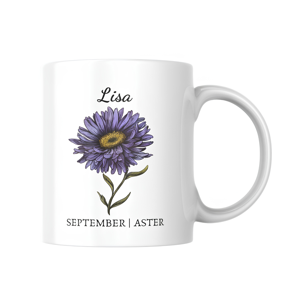 Printed Birth Month Flower Mug