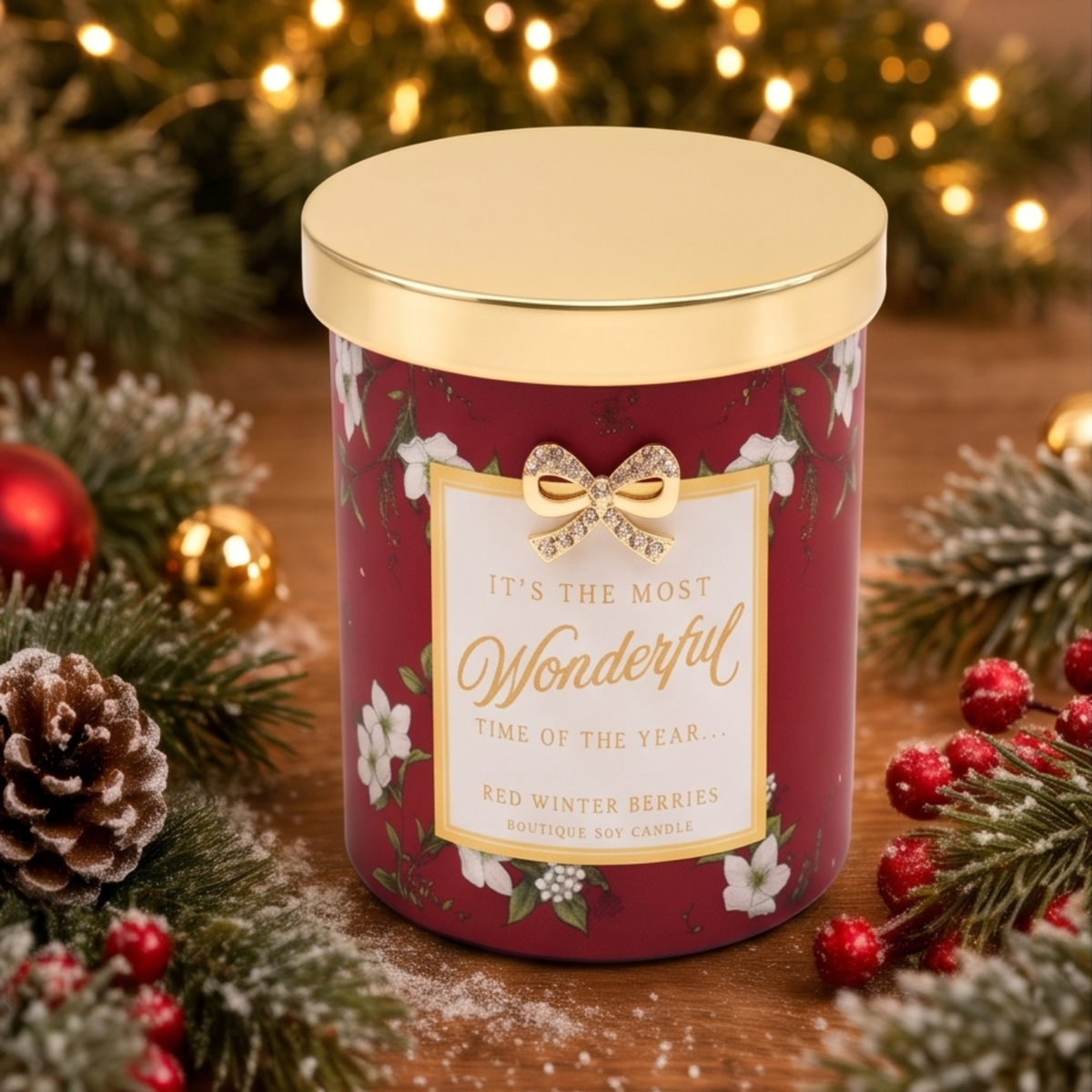 Personalised Christmas Madelaine Candle Red