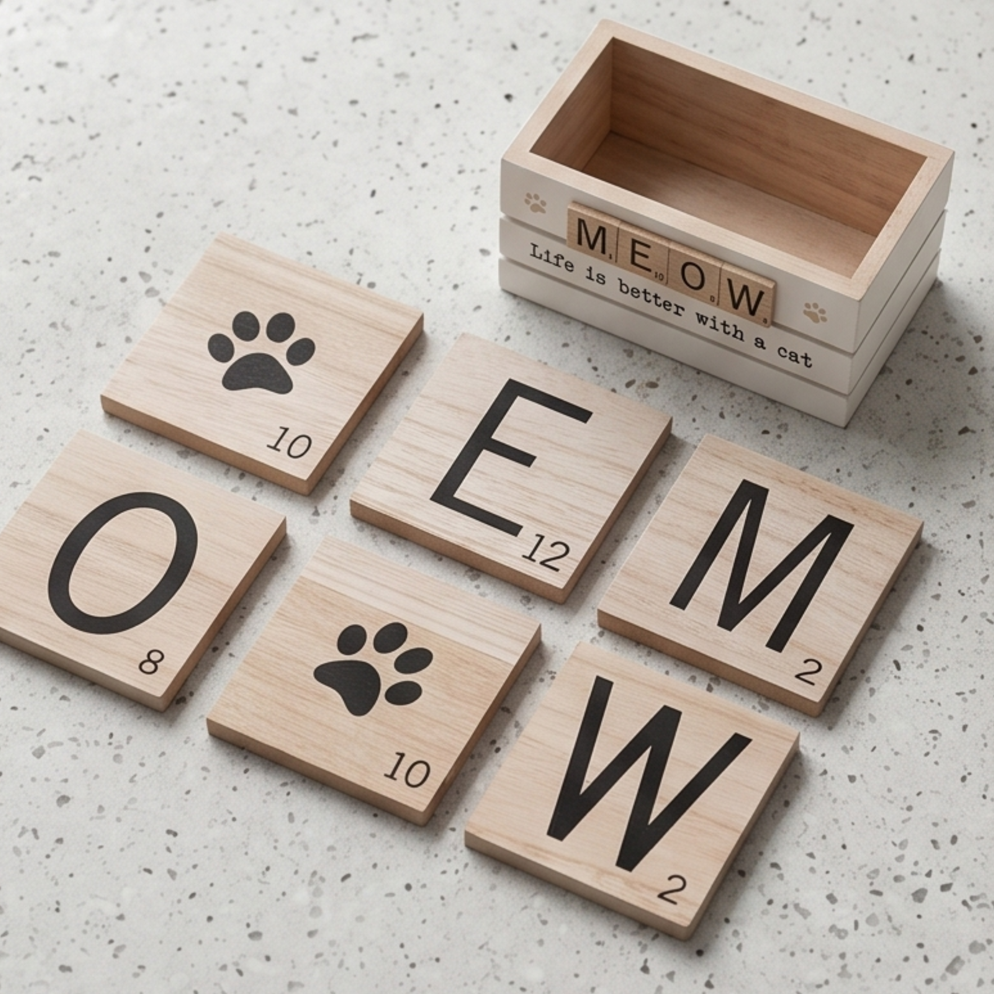 Scrabble Coaster Set - Cat or Dog