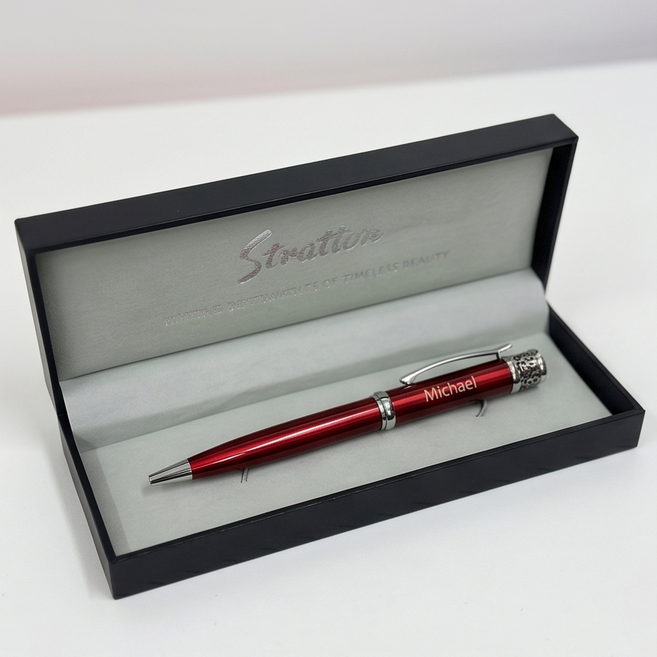 Ballpoint Pen - Red Etched Design