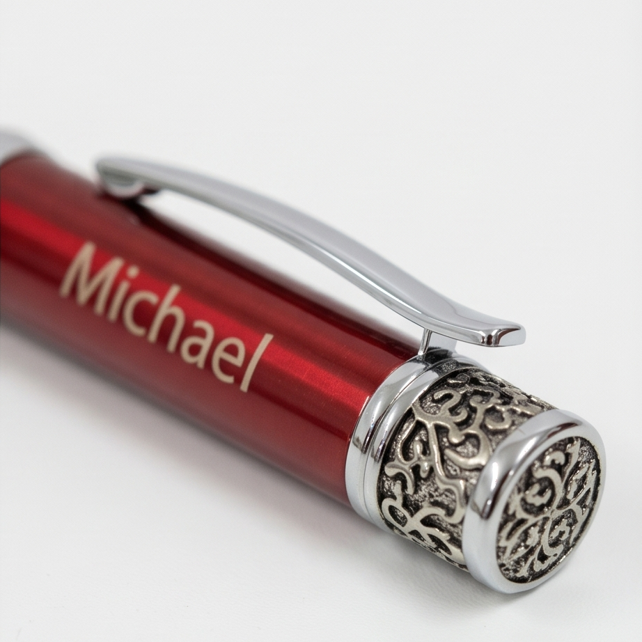 Ballpoint Pen - Red Etched Design