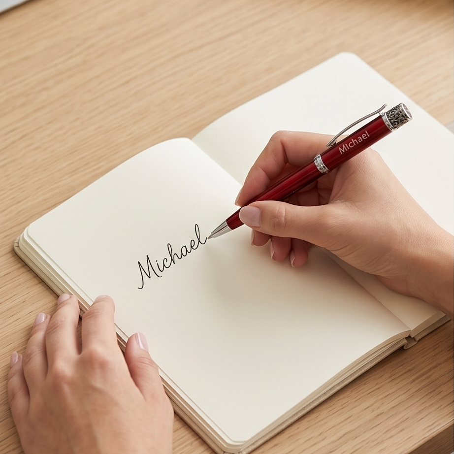 Ballpoint Pen - Red Etched Design