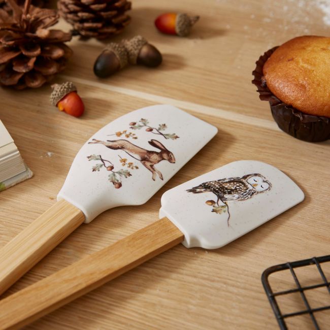 Set of 2 Spatulas - Forest Fable ( Owl, Rabbit)