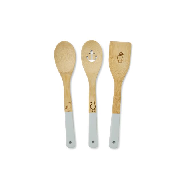 Set of 3 Bamboo Utensils - Coastal Birds