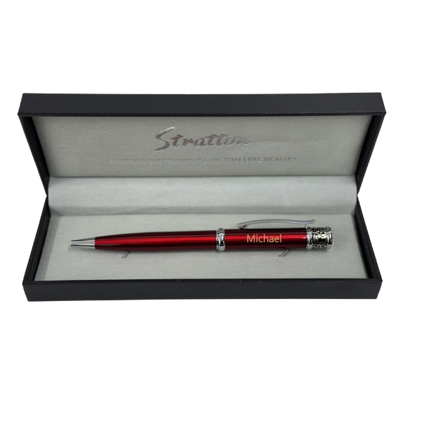 Ballpoint Pen - Red Etched Design